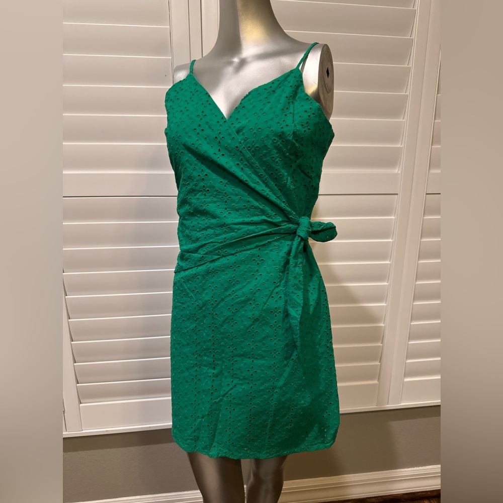GB  green eyelet dress.